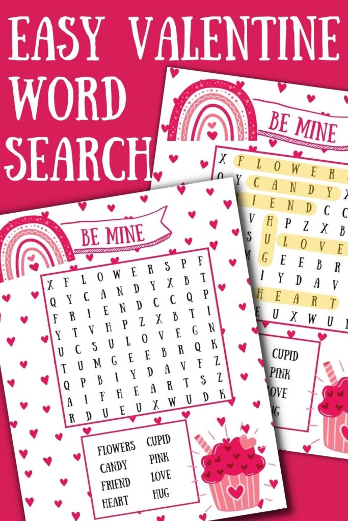 easy valentine word search free printable for little kids