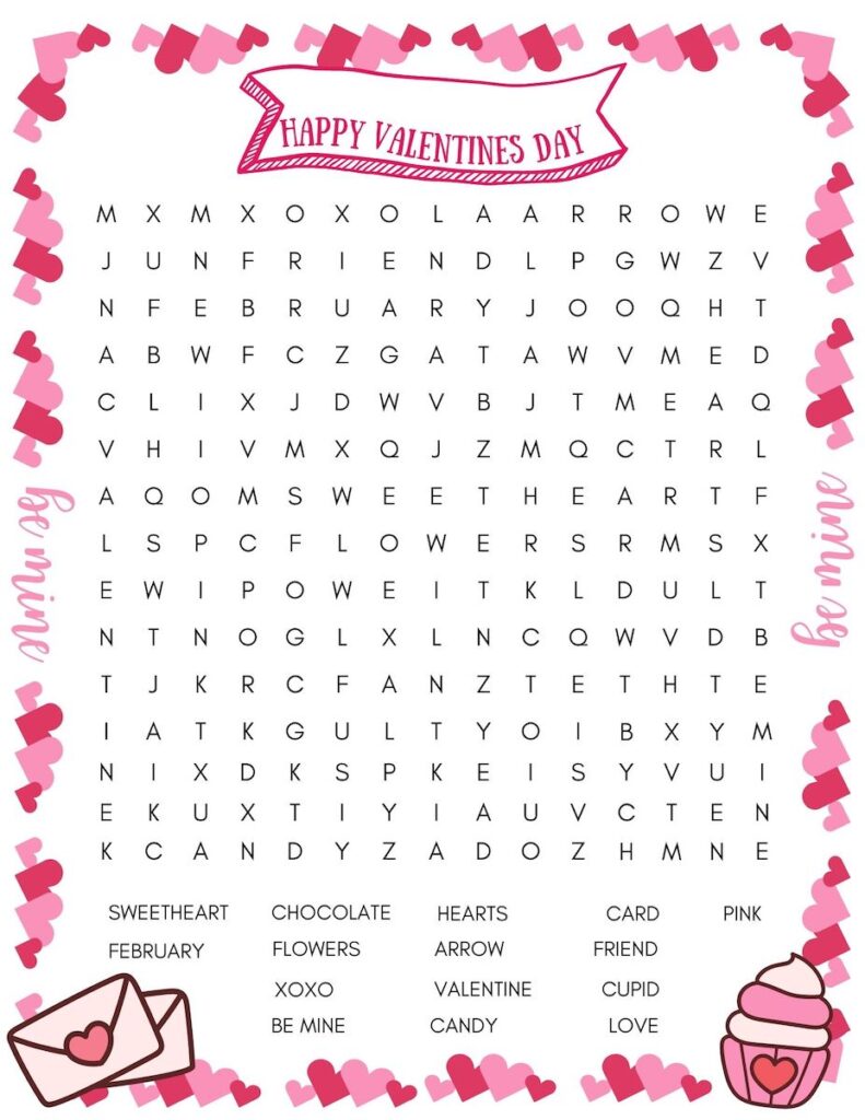 happy valentines day free printable word search fun activity