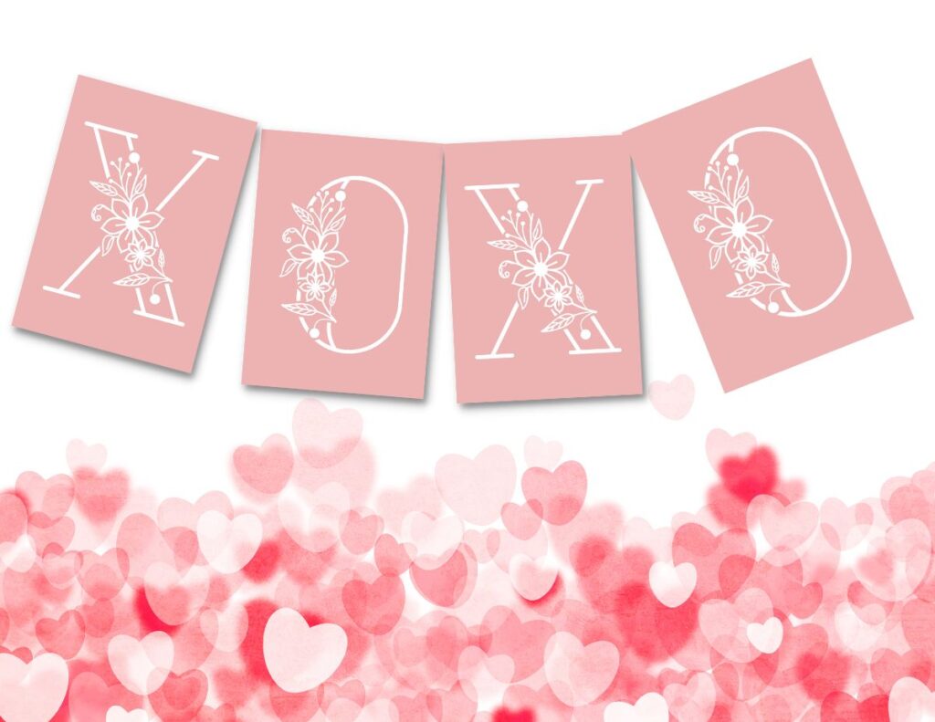 xoxo free printable valentines banner