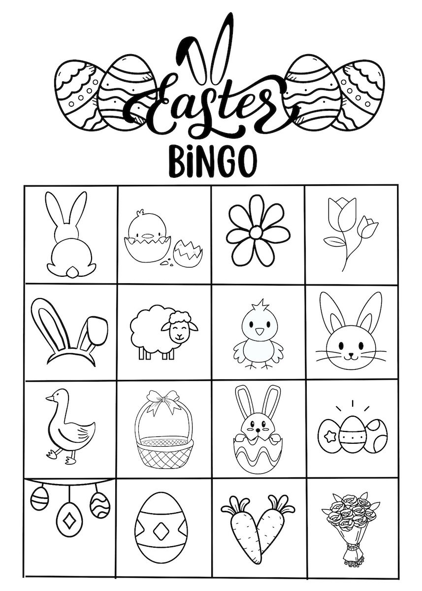 Cute Easter Bingo in Black and White (30 Sets) - OriginalMOM