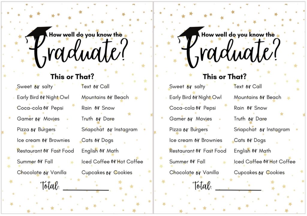 how well do you know the graduate free printable