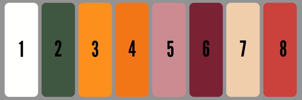 fall paint by number free printable for adults color palette